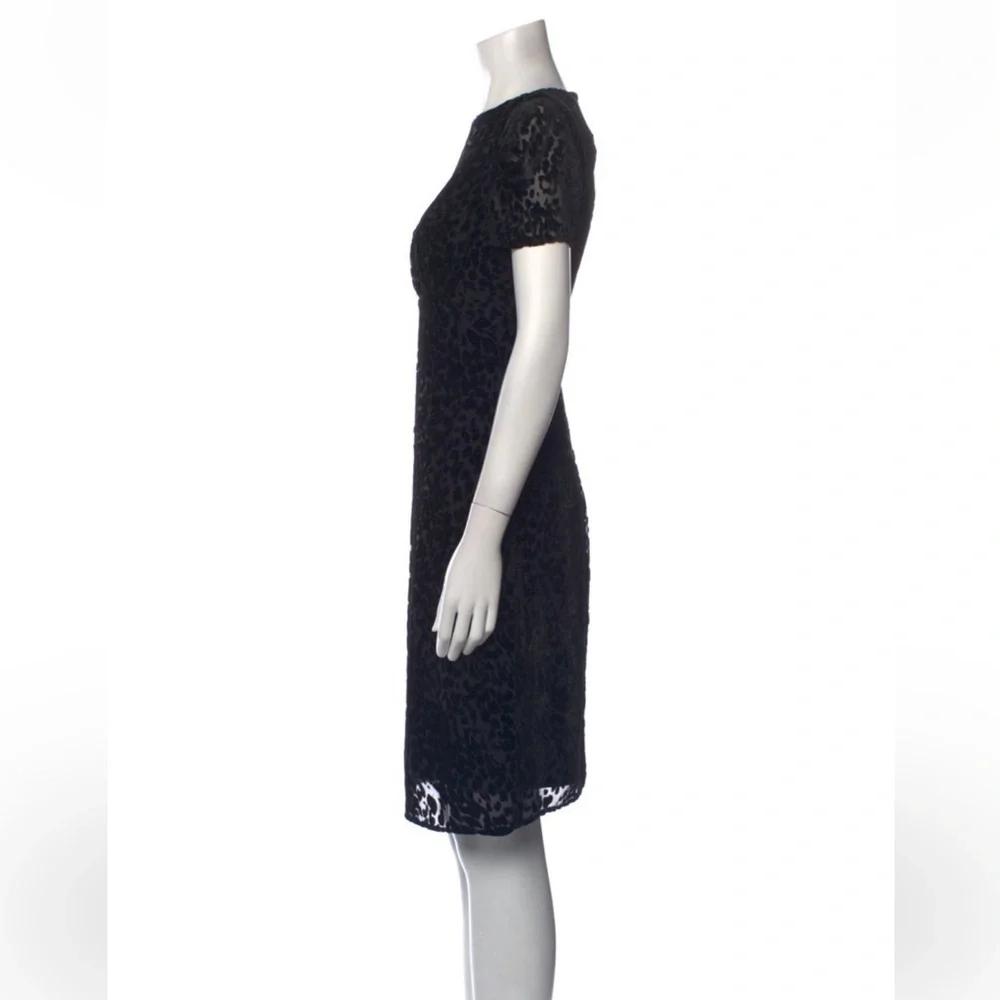 L’AGENCE Black Velvet Leopard Burnout Sheath Cocktail Dress Size 2 - Picture 8 of 9
